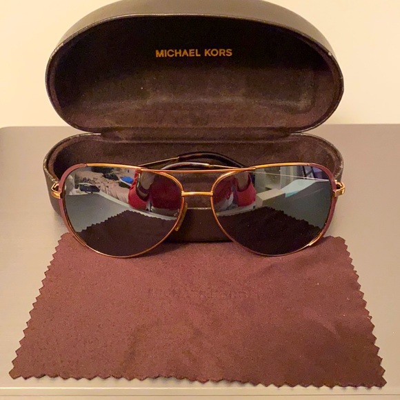 Michael Kors Gold and Brown Aviator Sunglasses